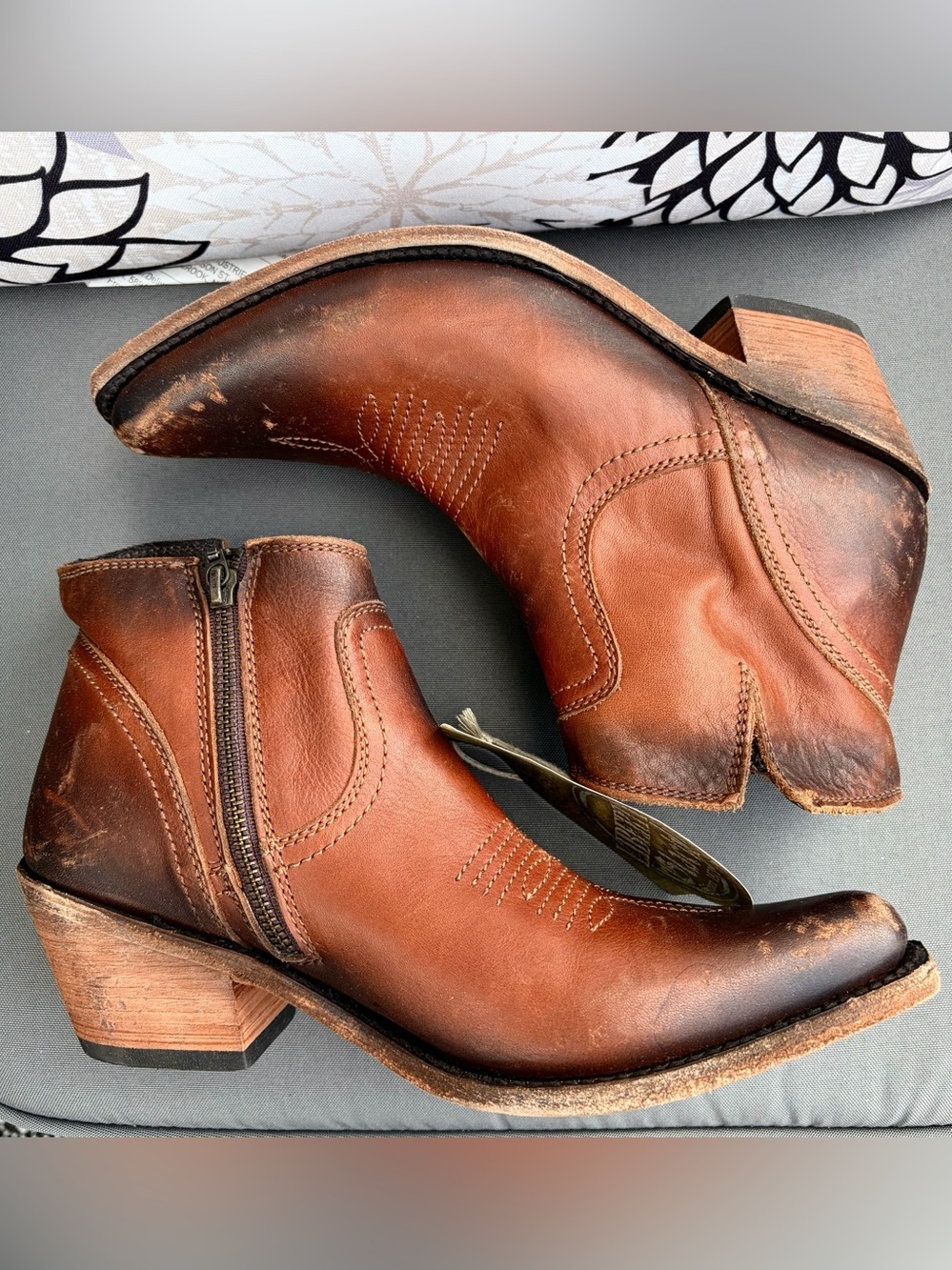 Liberty Black Boots Delano Cotto 40 US 9.5 Leather Cognac Brown Distressed NWT